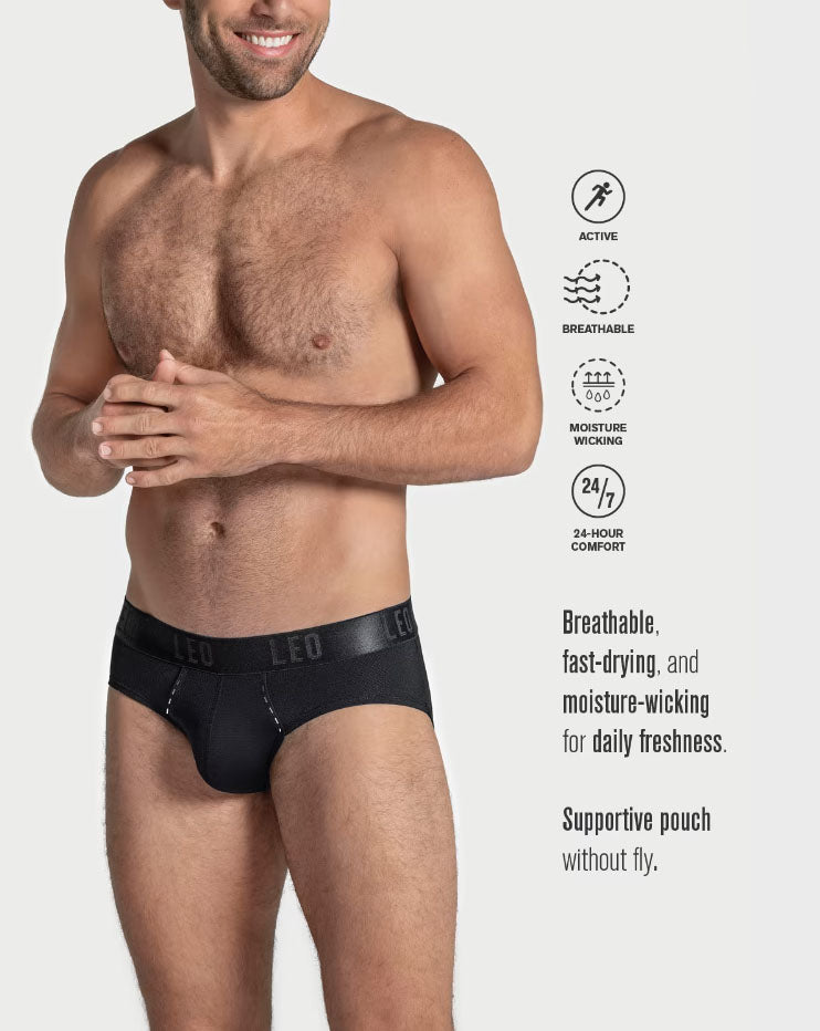 Leonisa Leo Ultra-Light Brief with Ergonomic Pouch - Black