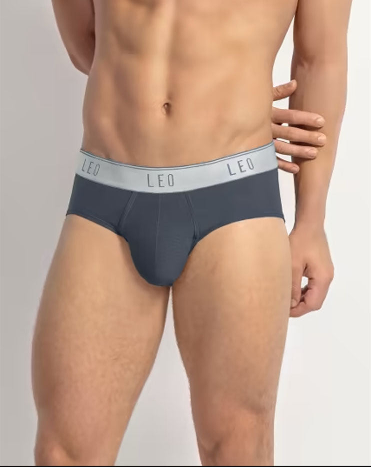 Leonisa Leo Ultra-Light Brief with Ergonomic Pouch - Dark Grey