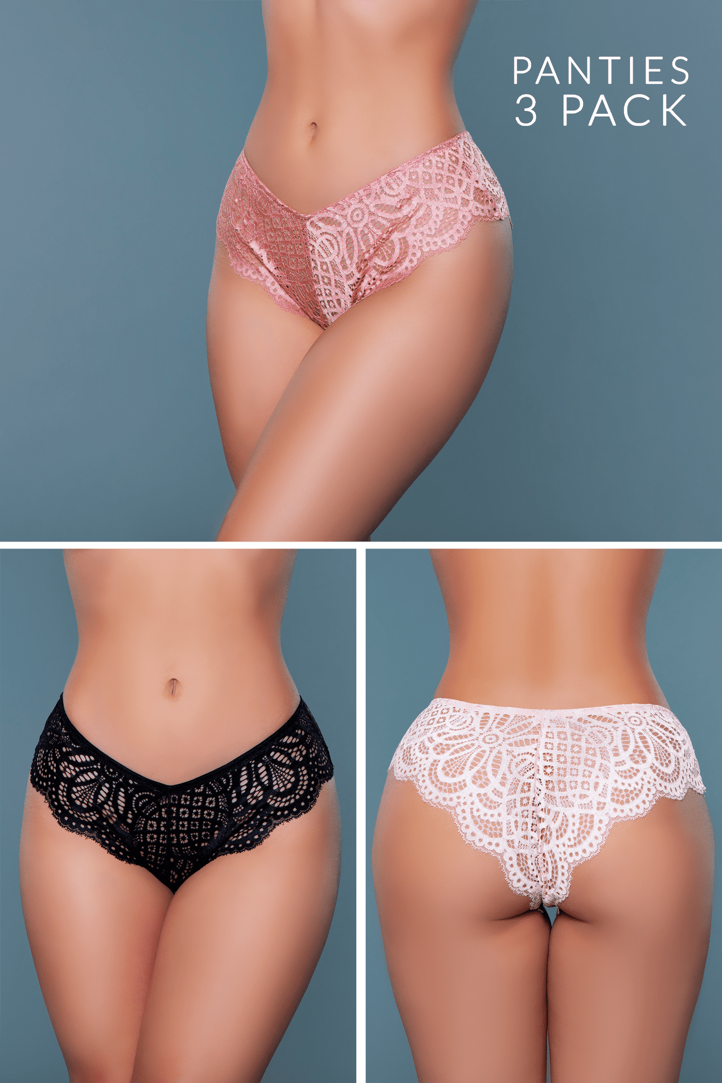 Be Wicked Aurora Brief 3-Pack - Black, Nude, Bronze Asst. Sizes Available