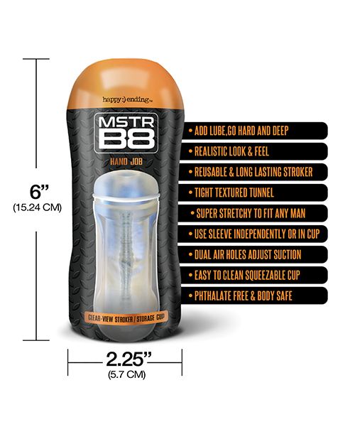 Global Novelties Happy Ending MSTR B8 Clear View Stroker - Clear