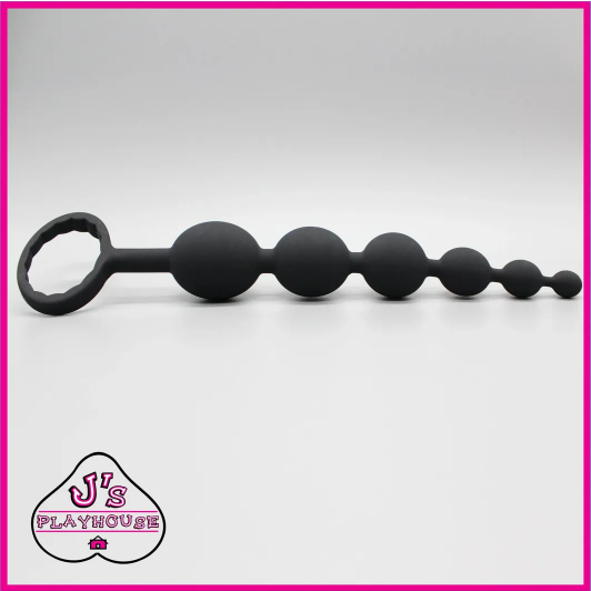 J's Playhouse® Maison Derriere Silicone Anal Beads - Black CLEARANCE