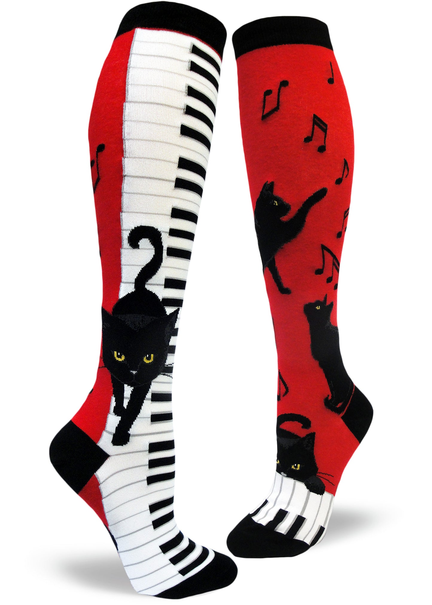 Mod Socks Piano Cat Knee High Socks - Red