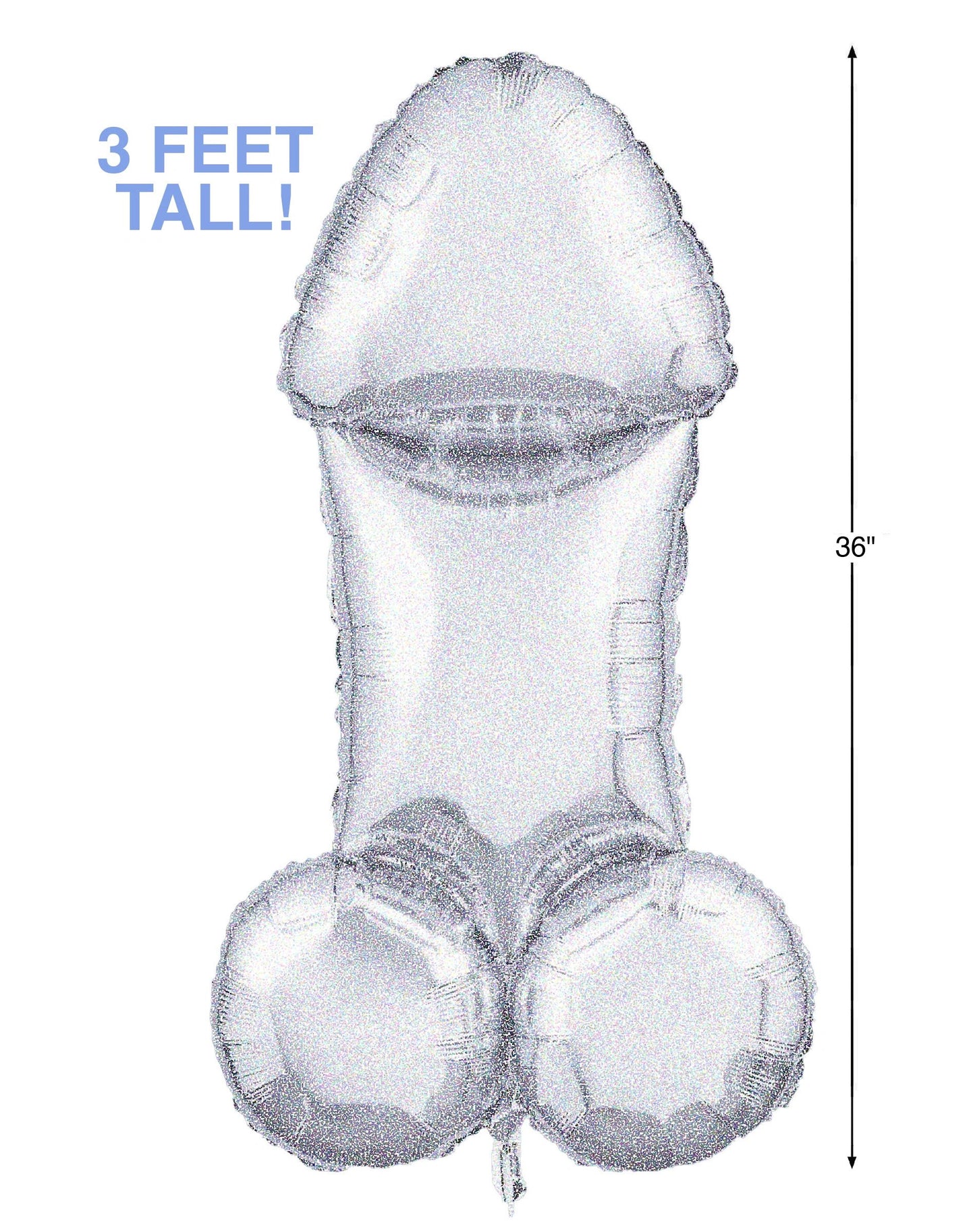Glitterati Disco Penis 3Ft. Mylar Balloon - Silver/Black