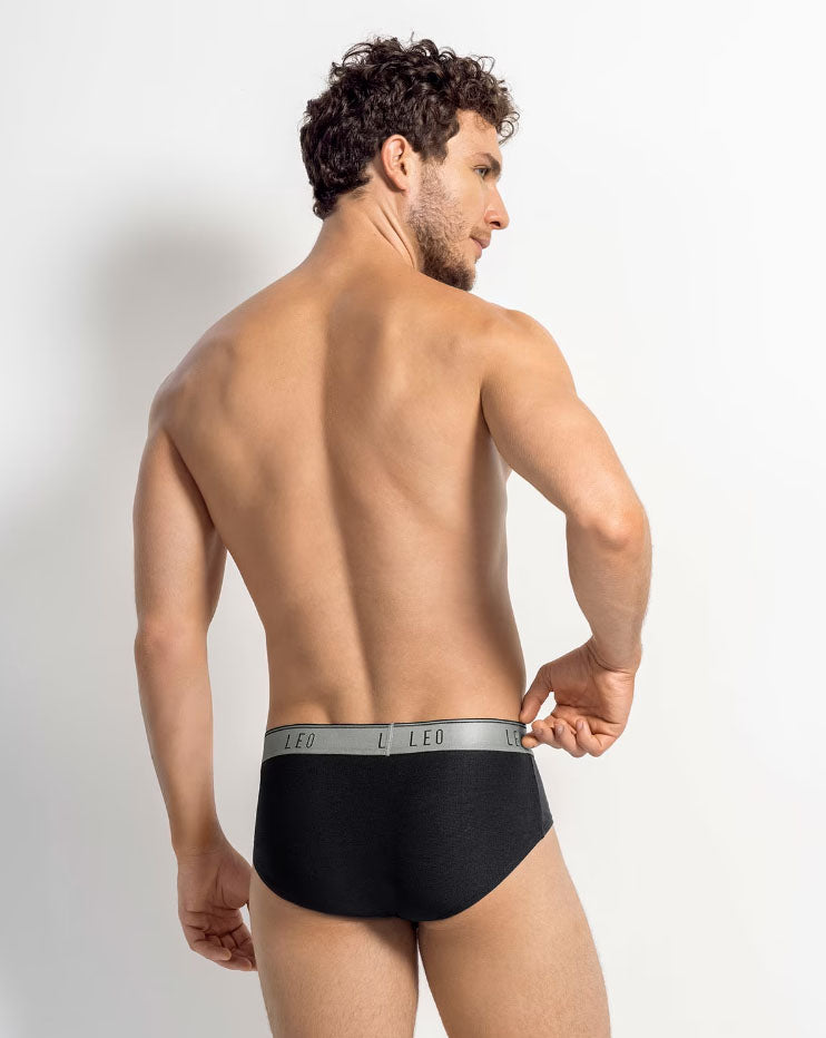 Leonisa Leo Ultra-Light Brief with Ergonomic Pouch - Black/Grey