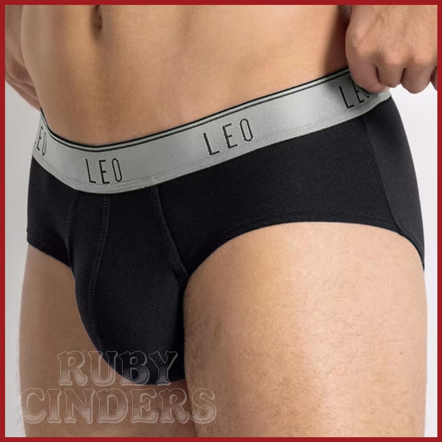 Leonisa Leo Ultra-Light Brief with Ergonomic Pouch - Black/Grey
