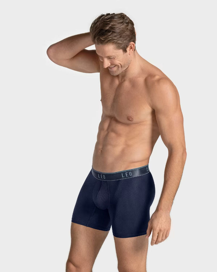 Leonisa Leo Ultra-Light Boxer Brief with Ergonomic Pouch - Dark Blue