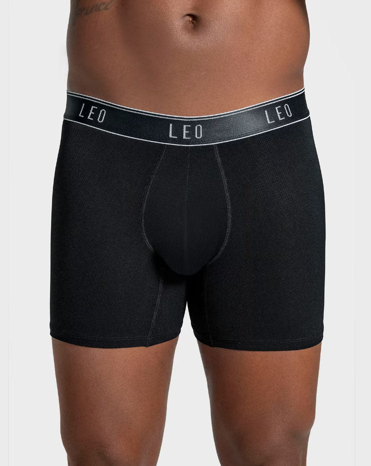 Leonisa Leo Ultra-Light Boxer Brief with Ergonomic Pouch - Black
