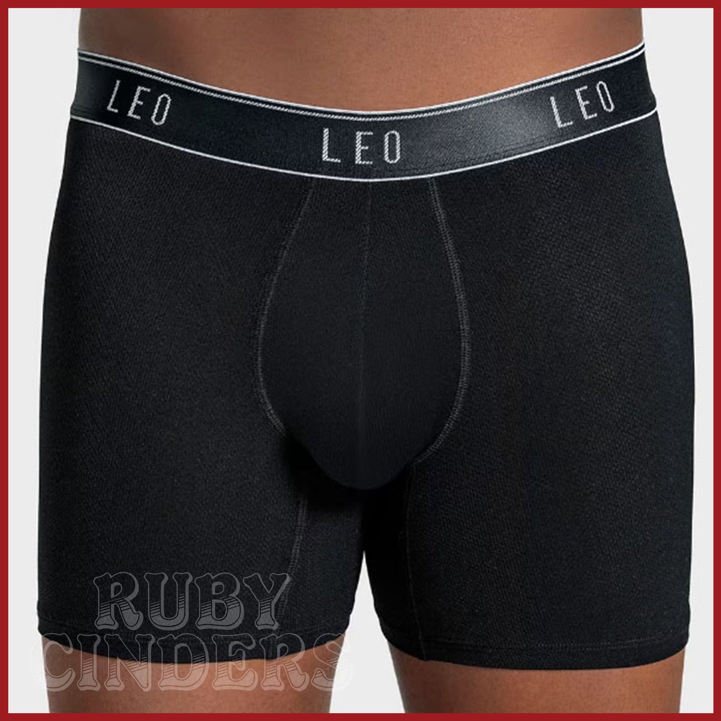 Leonisa Leo Ultra-Light Boxer Brief with Ergonomic Pouch - Black