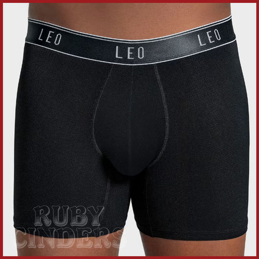 Leonisa Leo Ultra-Light Boxer Brief with Ergonomic Pouch - Black