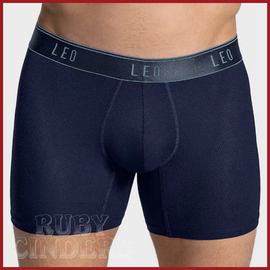 Leonisa Leo Ultra-Light Boxer Brief with Ergonomic Pouch - Dark Blue