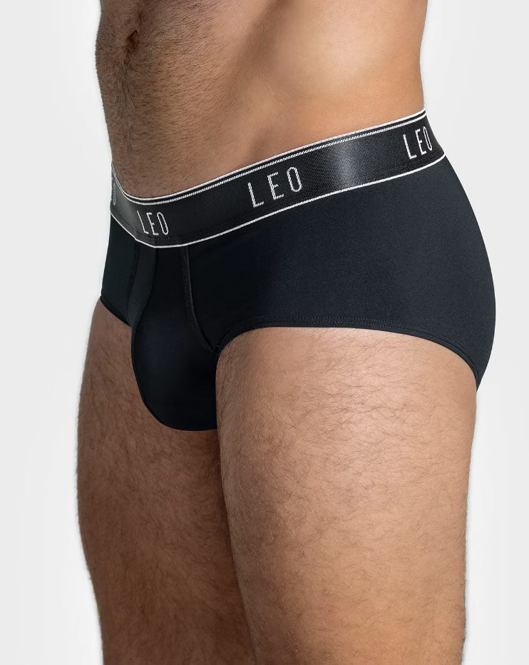 Leonisa Leo Microfiber Brief with Ergonomic Pouch - Black