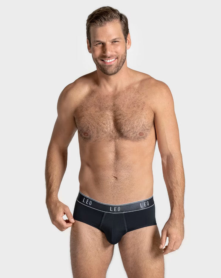 Leonisa Leo Microfiber Brief with Ergonomic Pouch - Black