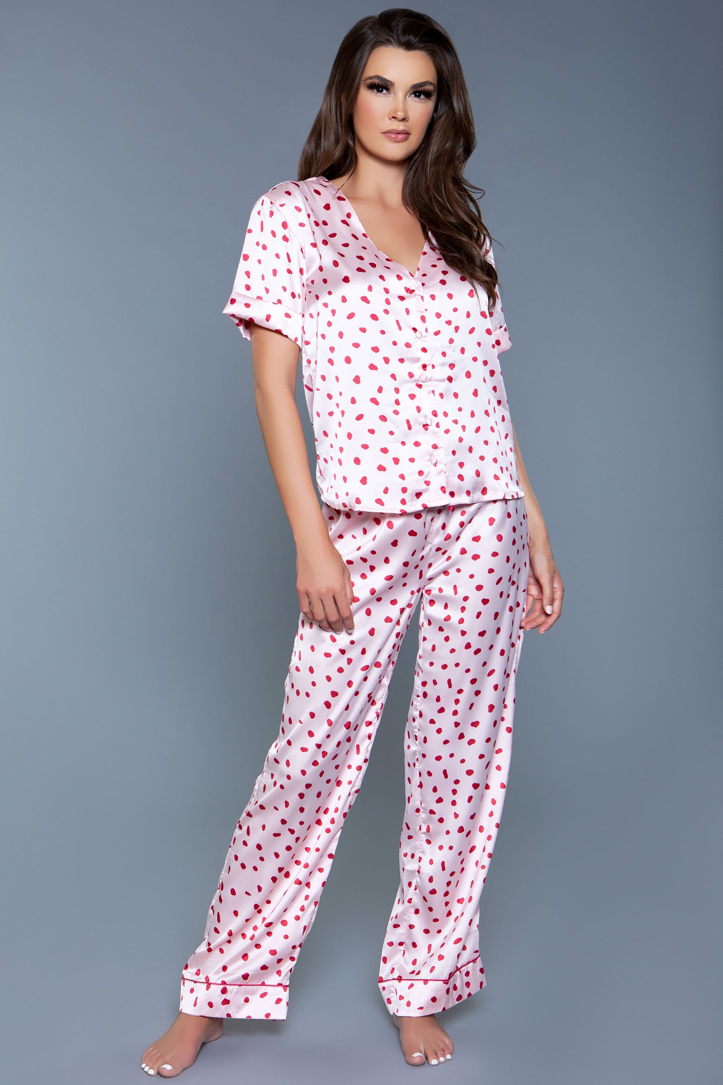 Be Wicked Camellia PJ Set - Pink/Red - CLEARANCE