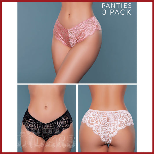 Be Wicked Aurora Brief 3-Pack - Black, Nude, Bronze Asst. Sizes Available