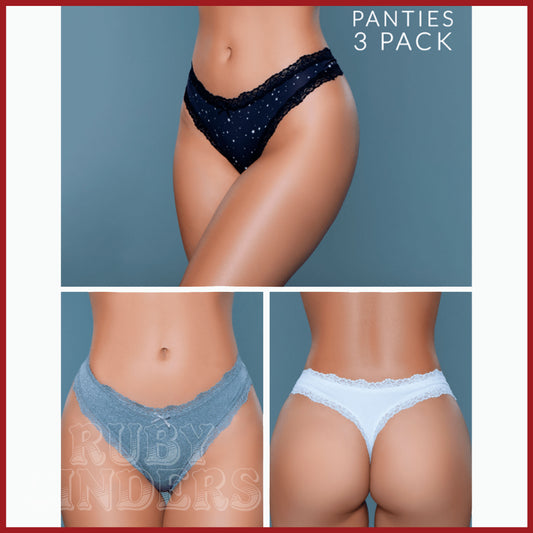 Be Wicked Jade Tong 3-Pack - Black, Grey, White Asst. Sizes Available