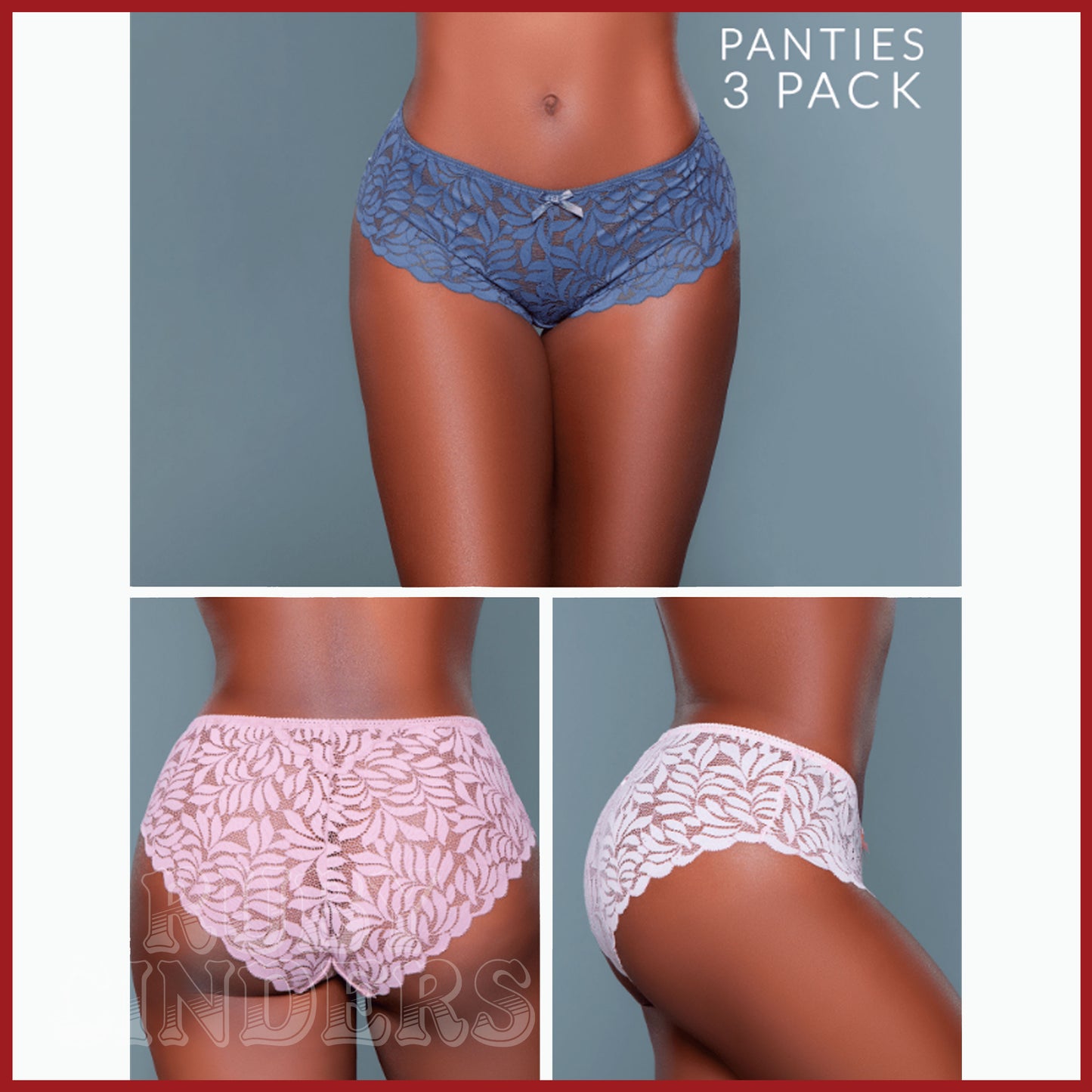Be Wicked Livvy Hipster Panty 3-Pack - Pink, Peach, Grey Asst. Sizes Available
