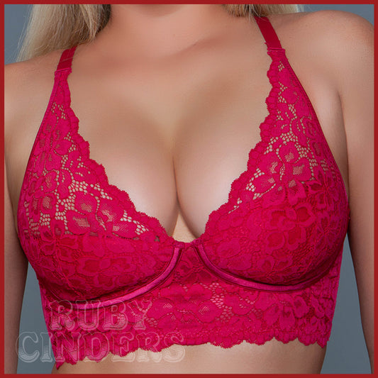 Be Wicked V Neck Bralette - Fuchsia - CLEARANCE