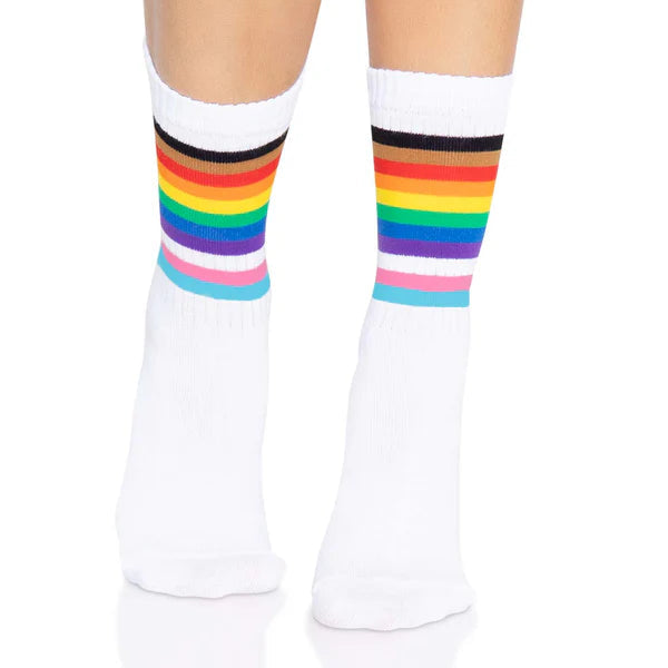 Leg Avenue Pride Crew Socks - White