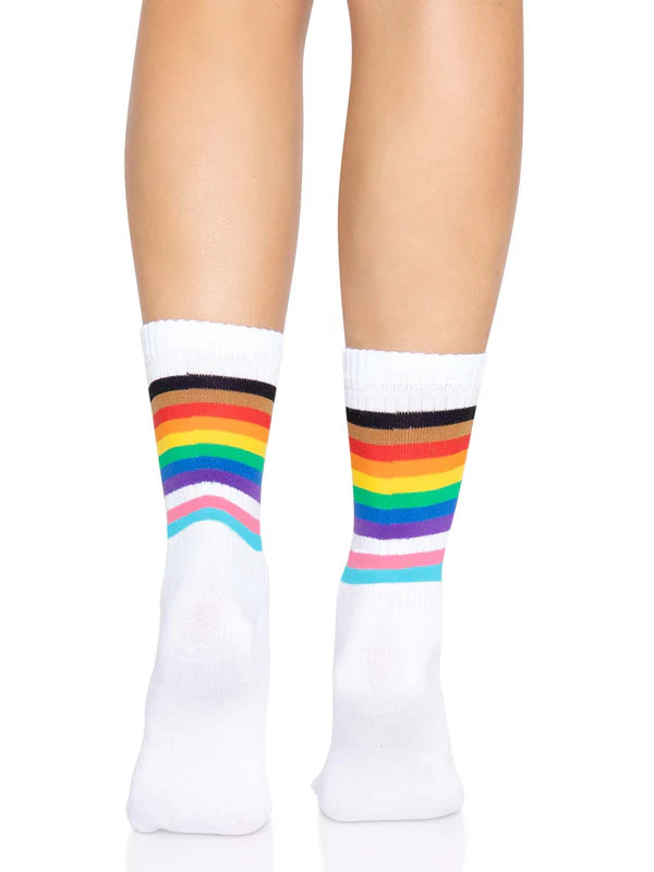 Leg Avenue Pride Crew Socks - White
