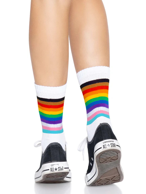 Leg Avenue Pride Crew Socks - White