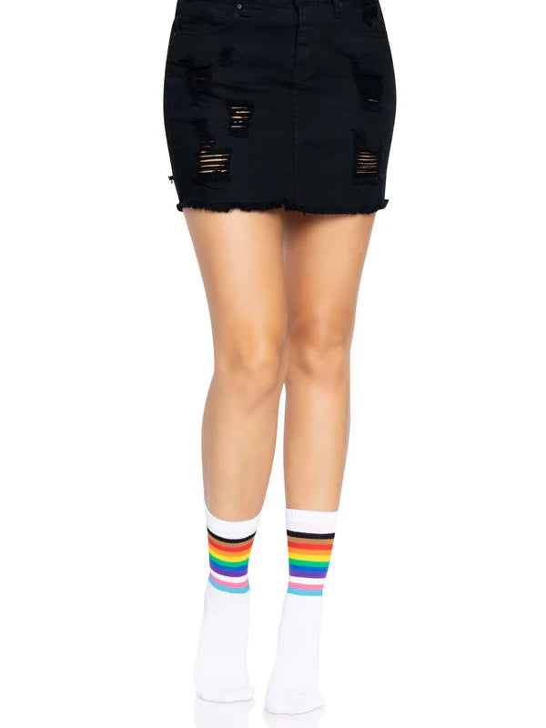 Leg Avenue Pride Crew Socks - White