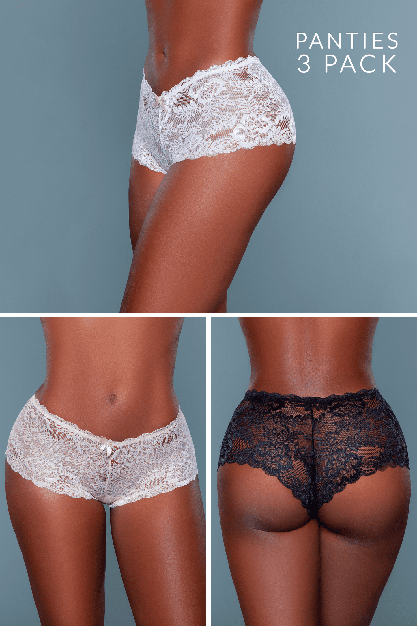 Be Wicked Hayden Boyshort 3-Pack - Pink, Beige, Black Asst. Sizes Available