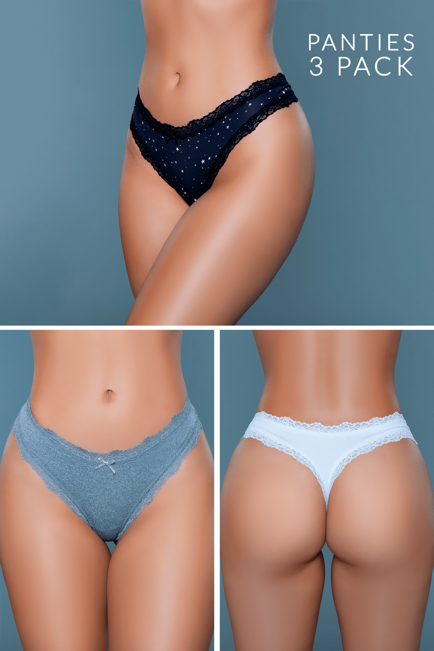 Be Wicked Jade Tong 3-Pack - Black, Grey, White Asst. Sizes Available