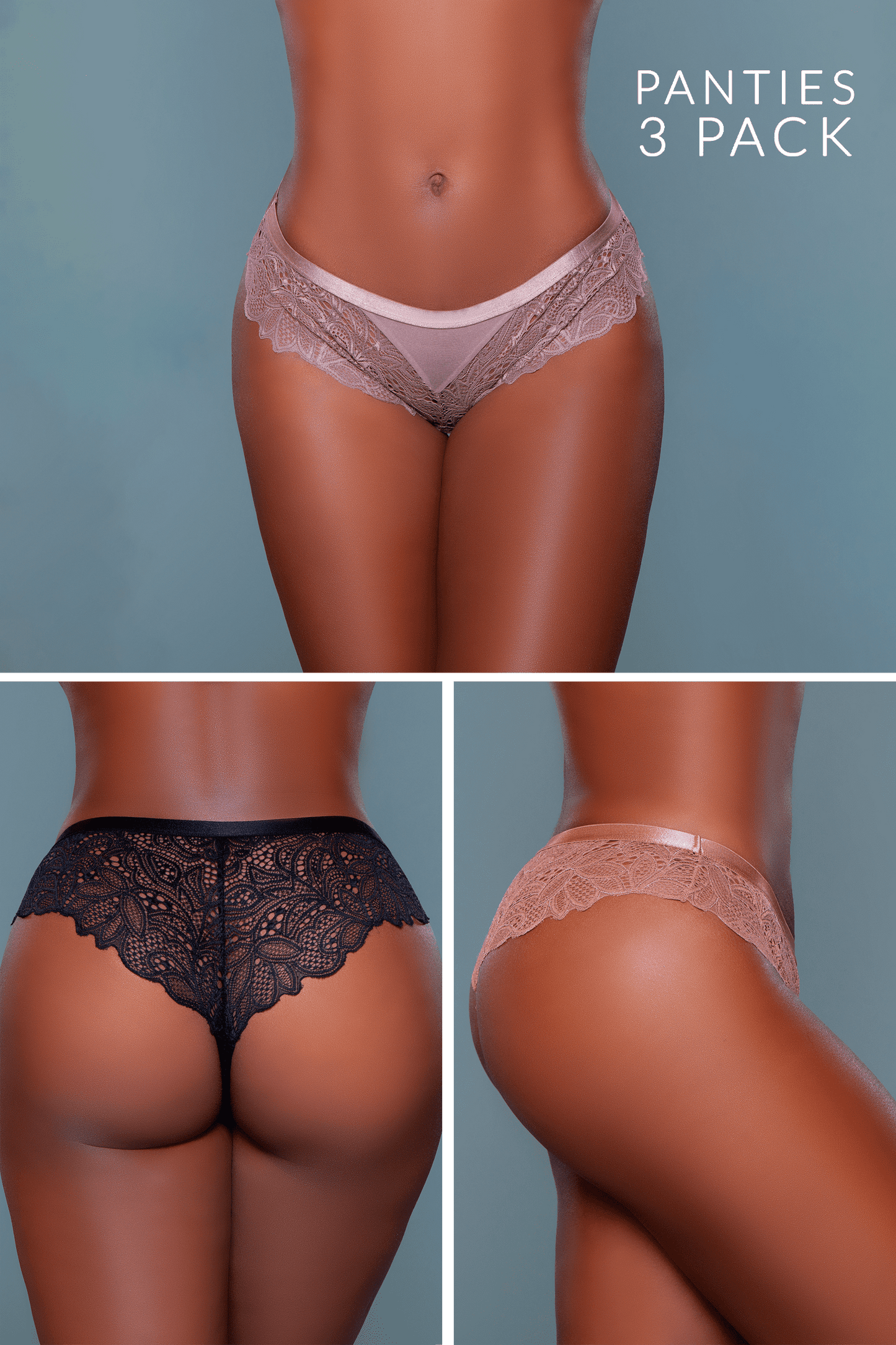 Be Wicked Wren Cheeky 3-Pack - Black, Bronze, Brown Asst. Sizes Available