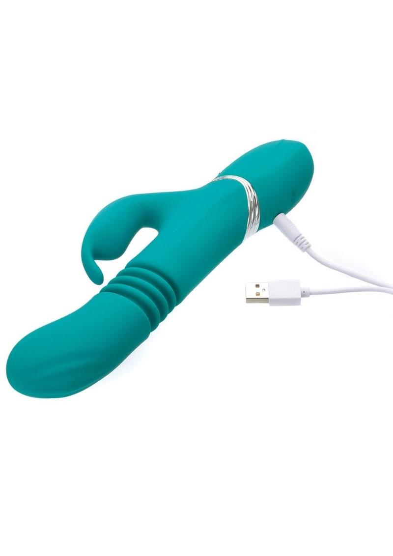 Eve's Rechargeable Silicone Thrusting Rabbit Vibrator - Green - CLEARANCE