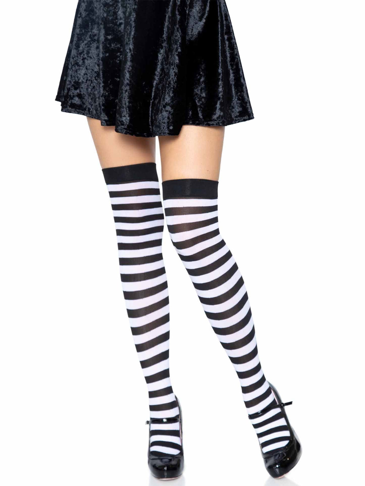 Leg Avenue Cari Black Striped Thigh High Stockings 6005 - Pick Your Color