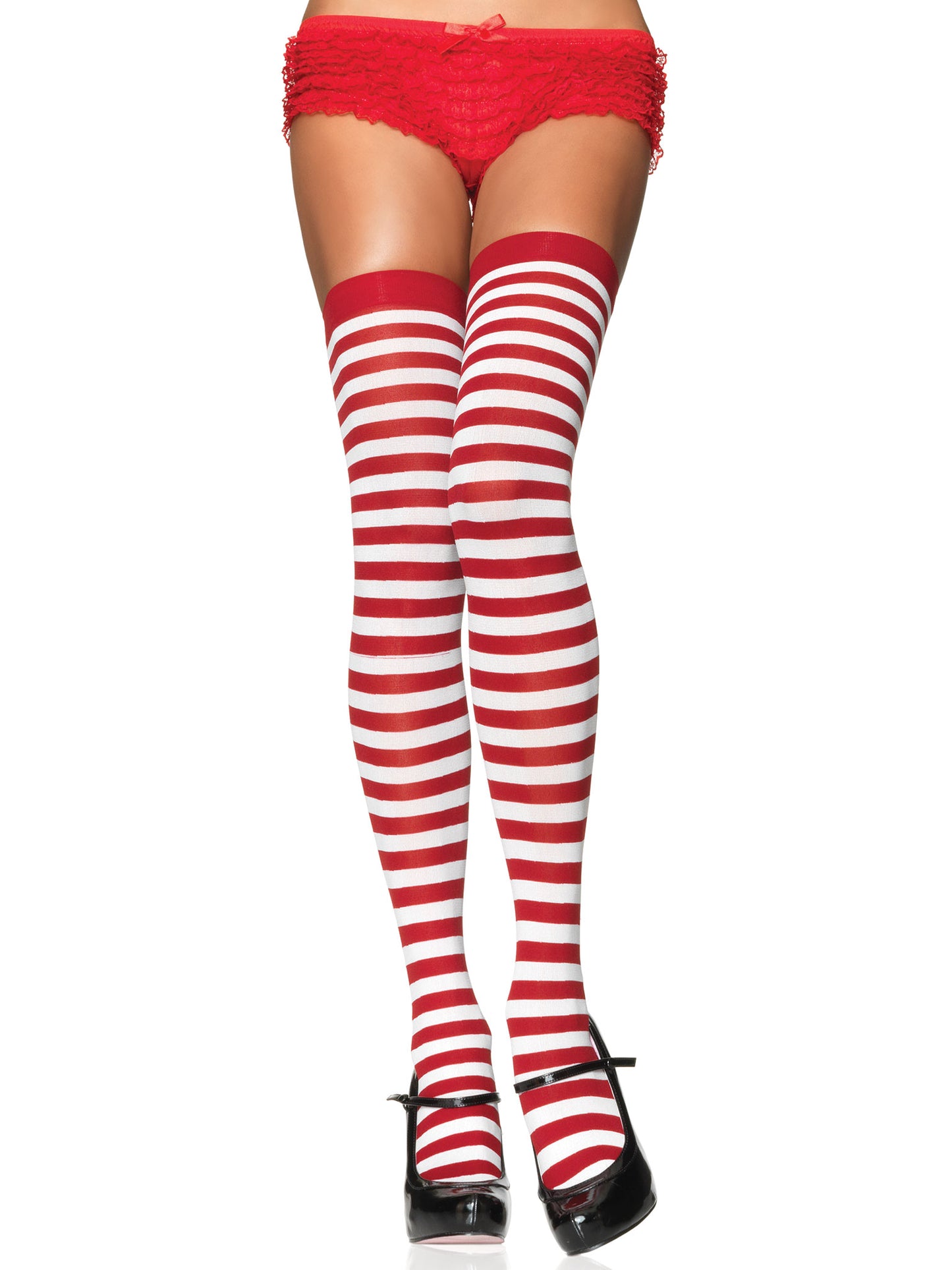 Leg Avenue Cari White Striped Thigh High Stockings - Pick Your Color