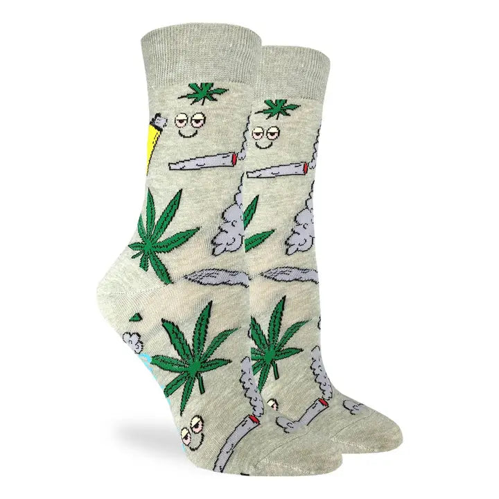 Good Luck Sock Women's Crew Socks Stoned Marijuana Weed Leaf