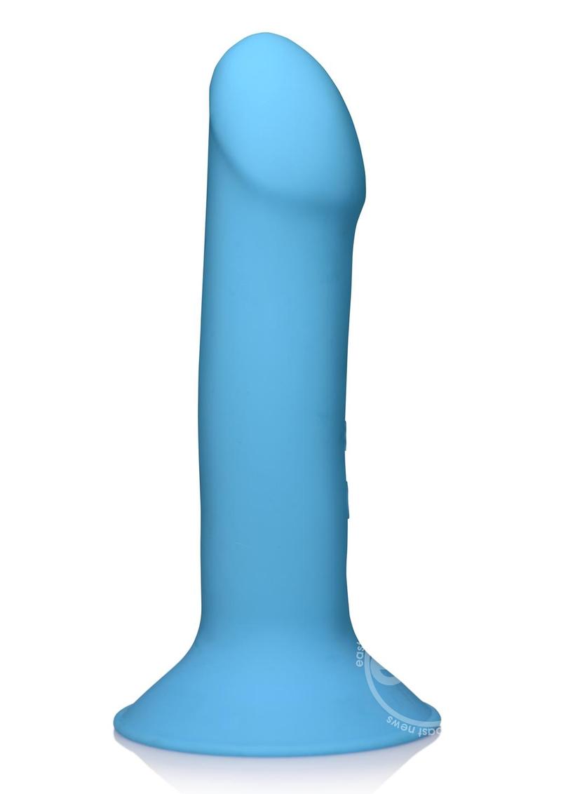 XR Brands Squeeze-It Vibrating Rechargeable Silicone Dildo - Pick Your Color
