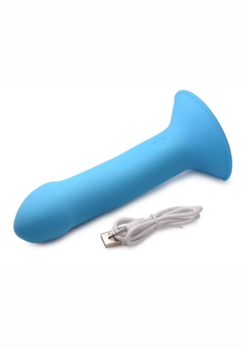 XR Brands Squeeze-It Vibrating Rechargeable Silicone Dildo - Pick Your Color