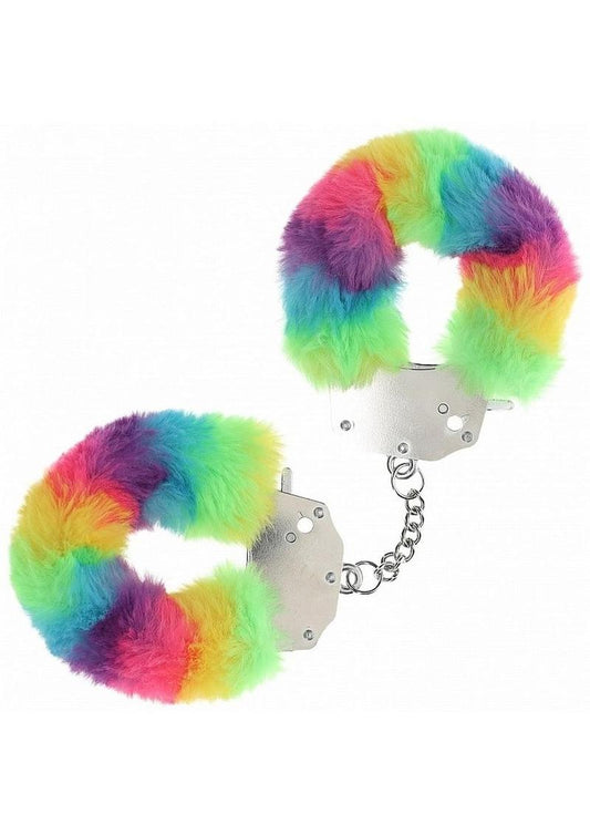 Ouch! Heavy-Duty Fluffy Furry Handcuffs - Multi-Color Neon