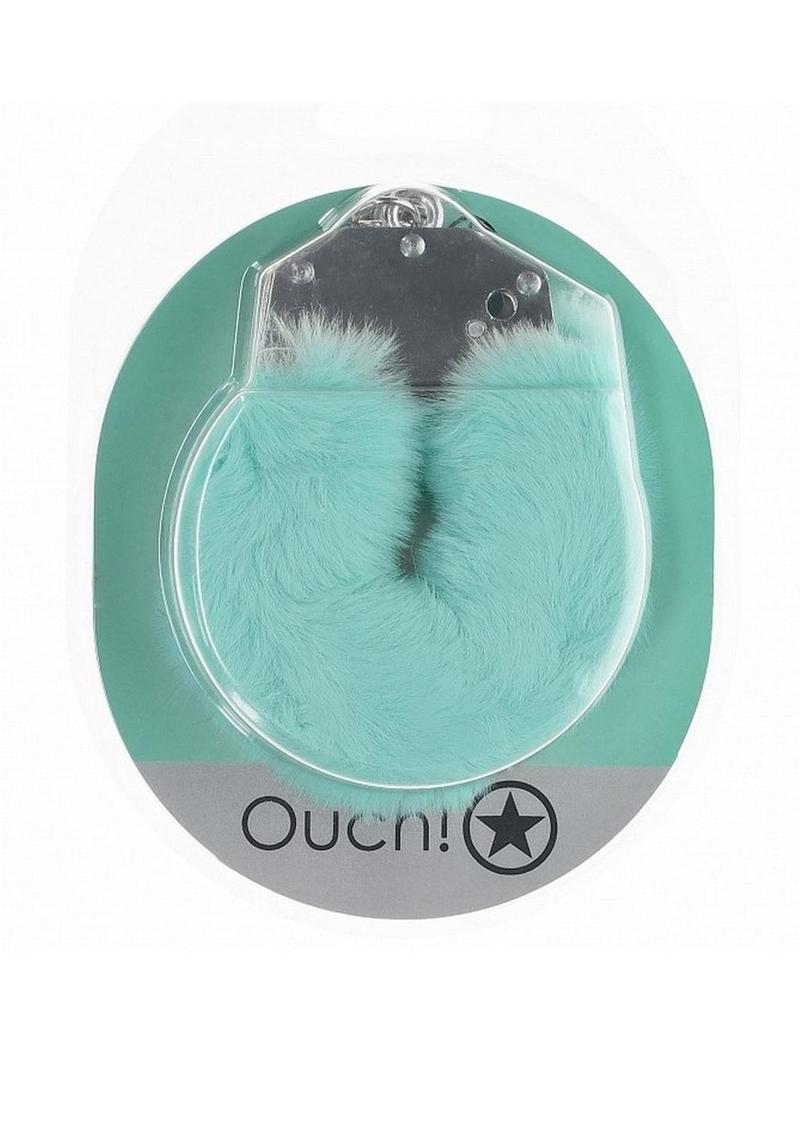 Ouch! Heavy-Duty Fluffy Furry Handcuffs - Powder Green