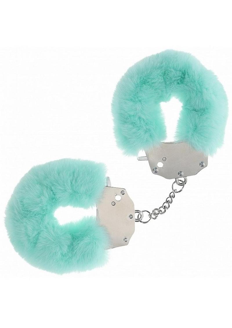Ouch! Heavy-Duty Fluffy Furry Handcuffs - Powder Green