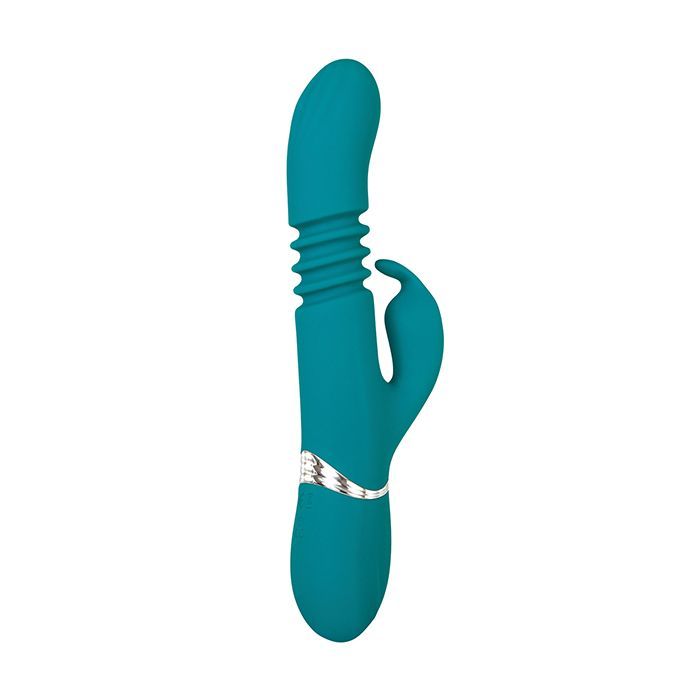 Eve's Rechargeable Silicone Thrusting Rabbit Vibrator - Green - CLEARANCE