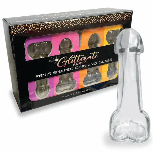 Glitterati Penis Drinking Glass Set 6oz (4 Pack)