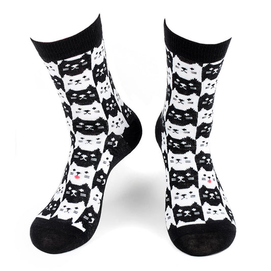 Parquet Women's Cat Novelty Socks - Black/White