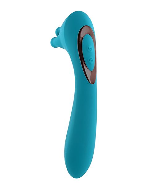 Evolved Novelties Heads or Tails Silicone Rechargeable Dual Vibrator - Teal