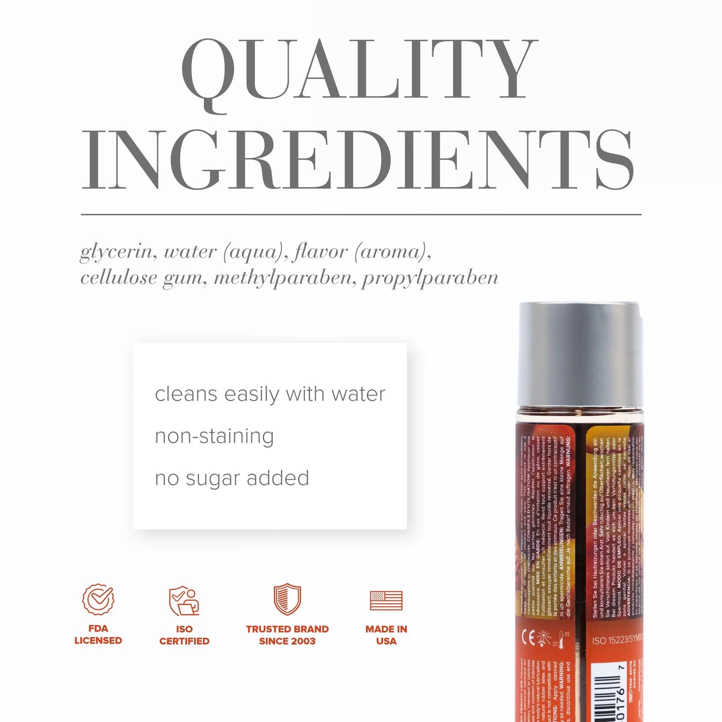 JO H2O Flavored Water-Based Lubricant Peachy Lips - Asst. Sizes Available