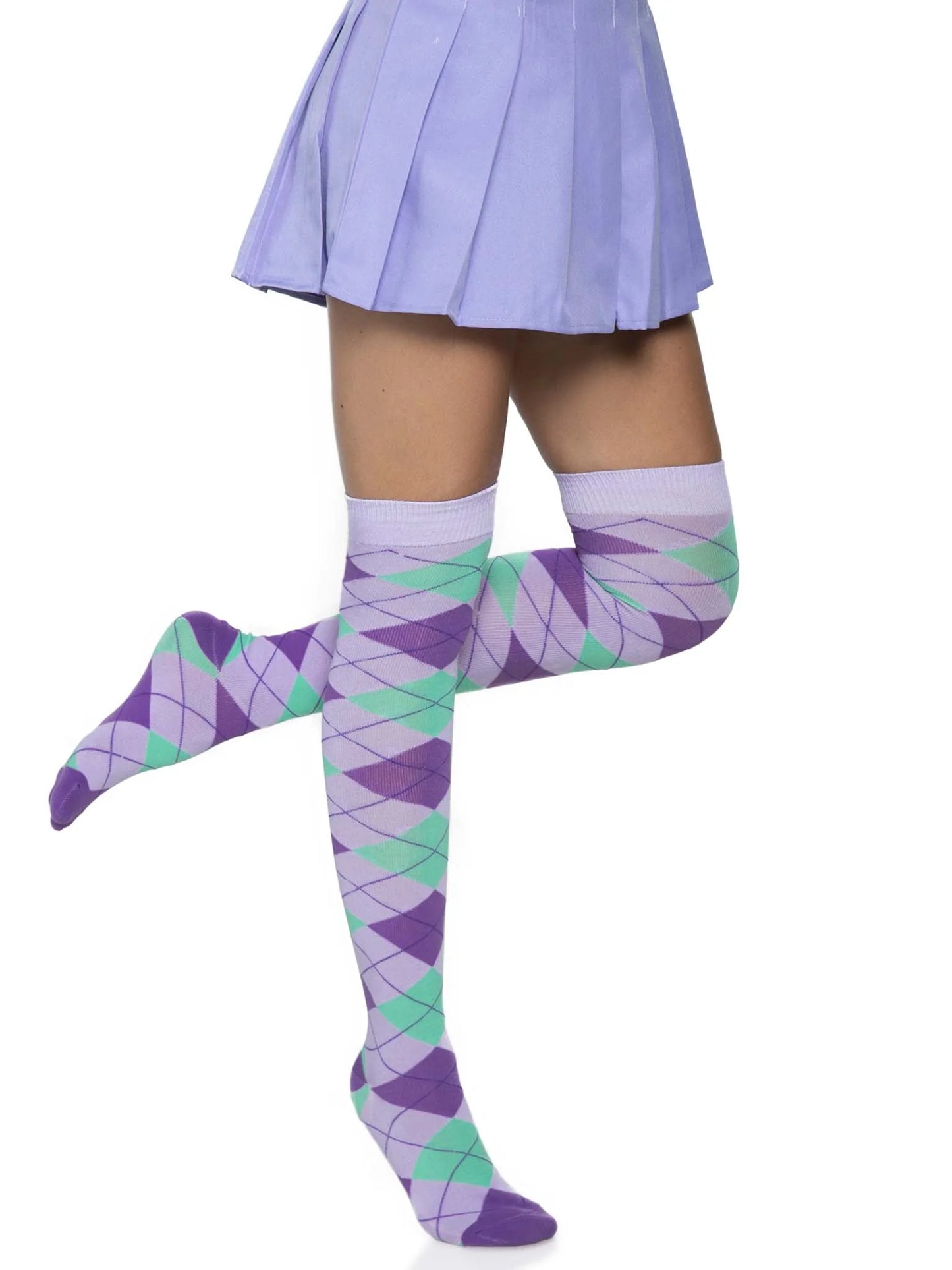 Leg Avenue Thigh High Madeline Argyle Socks - Pick Your Color