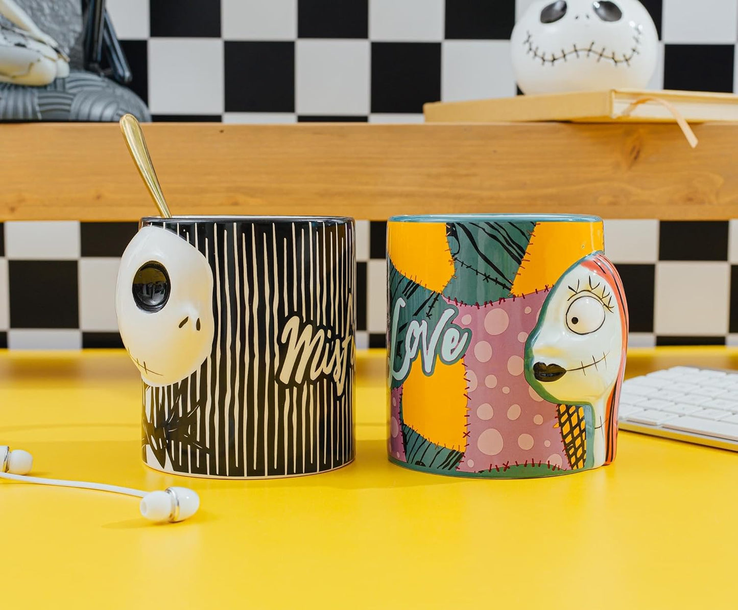 Nightmare Before Christmas 2pc Jack and Sally Sculpted Mug Set SALE!