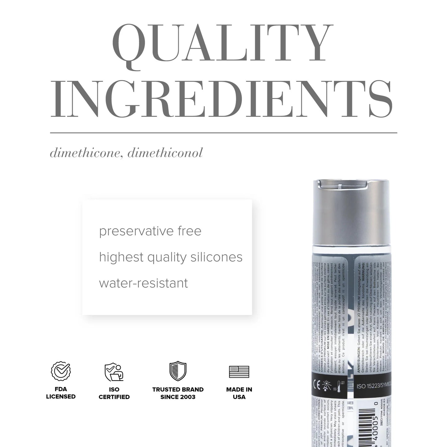 JO Premium Silicone Lubricant - Asst. Sizes Available