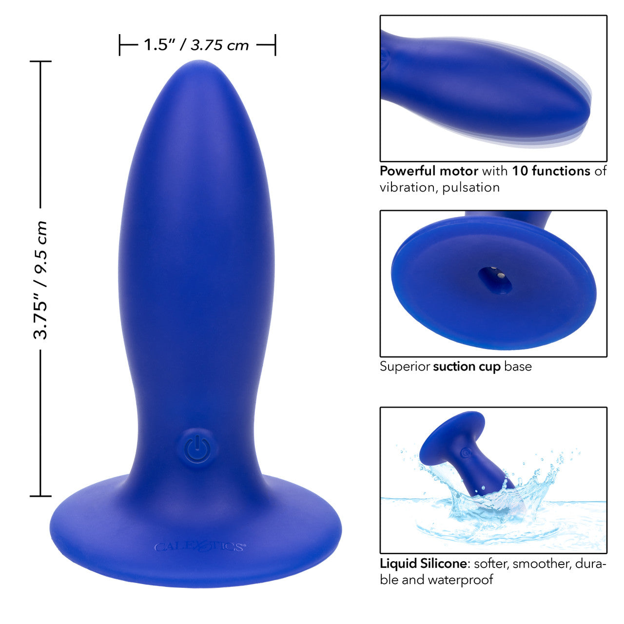 CalExotics Admiral Liquid Silicone Vibrating Torpedo Rechargeable Anal Probe - Blue