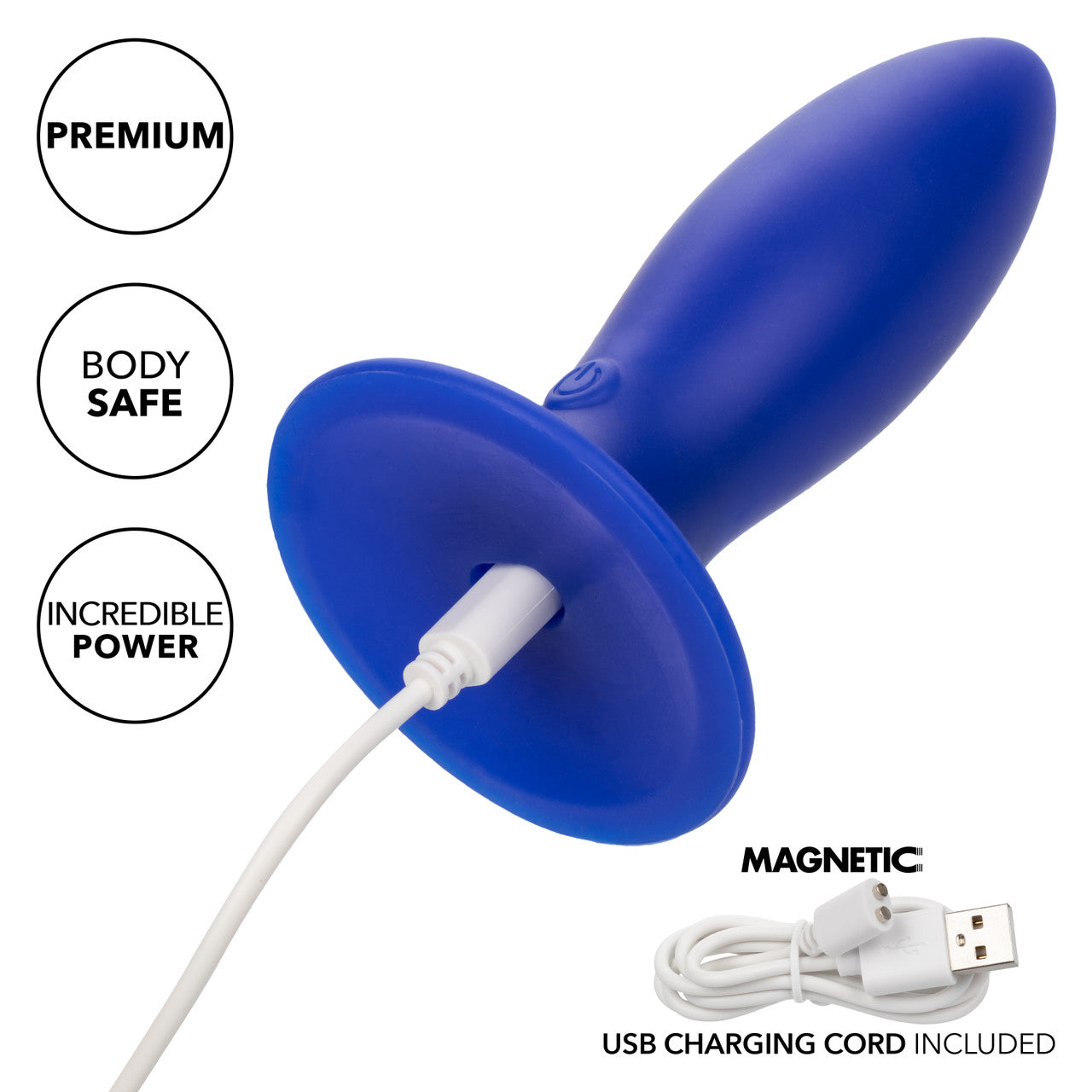 CalExotics Admiral Liquid Silicone Vibrating Torpedo Rechargeable Anal Probe - Blue