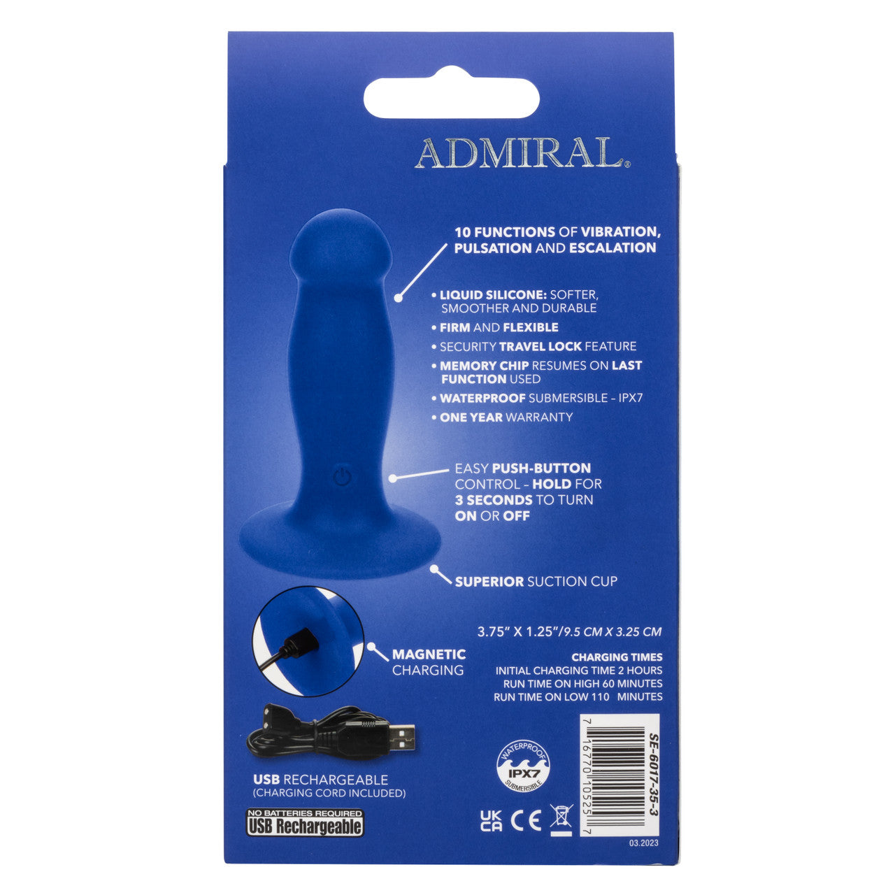 CalExotics Admiral Liquid Silicone First Mate Rechargeable Anal Probe - Blue