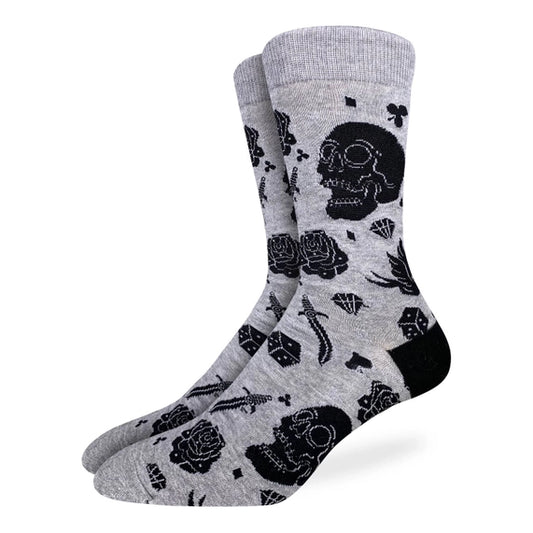 Good Luck Sock Men's Crew Socks - Skulls