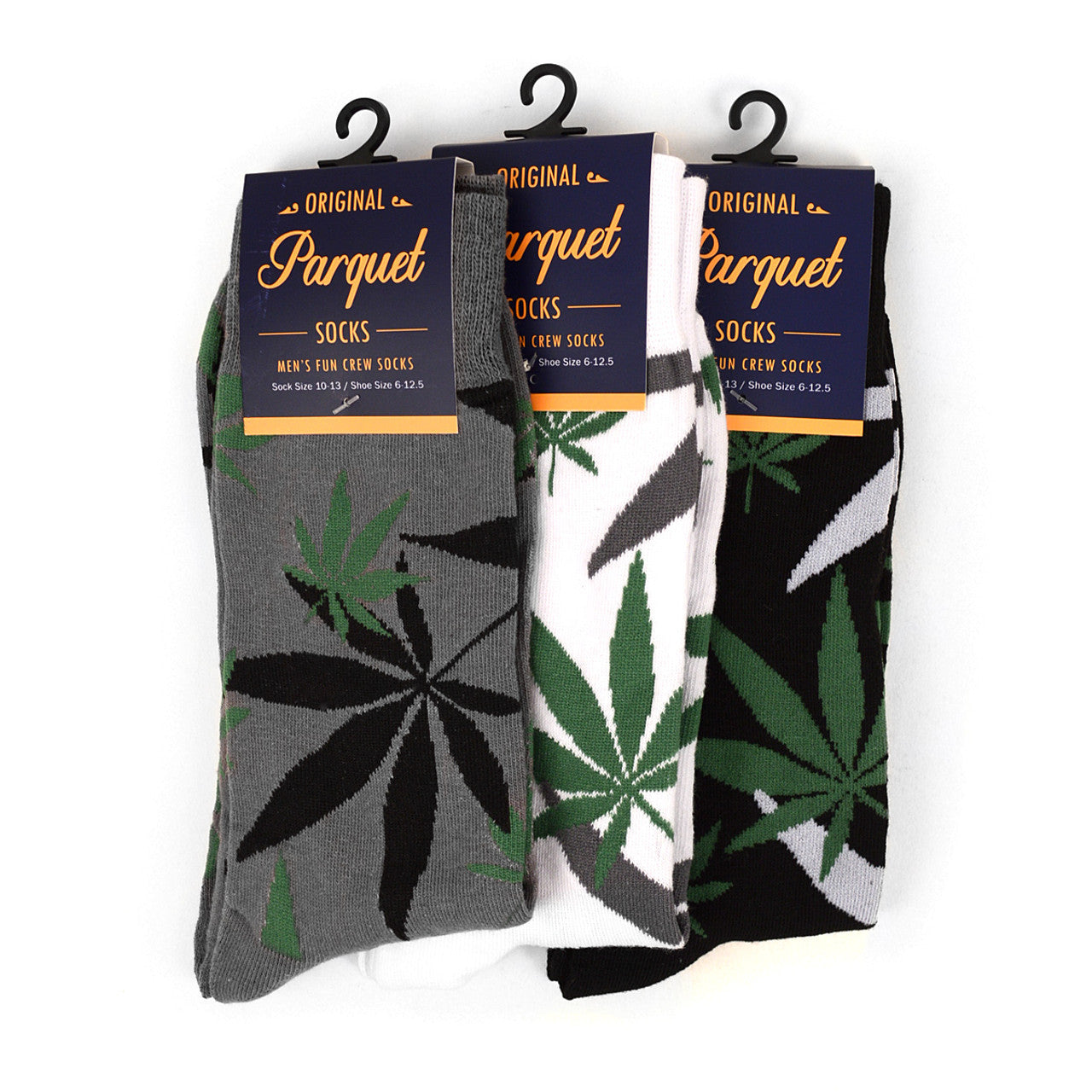 Parquet Weed Leaf Marijuana Novelty Crew Socks - Pick Your Colors